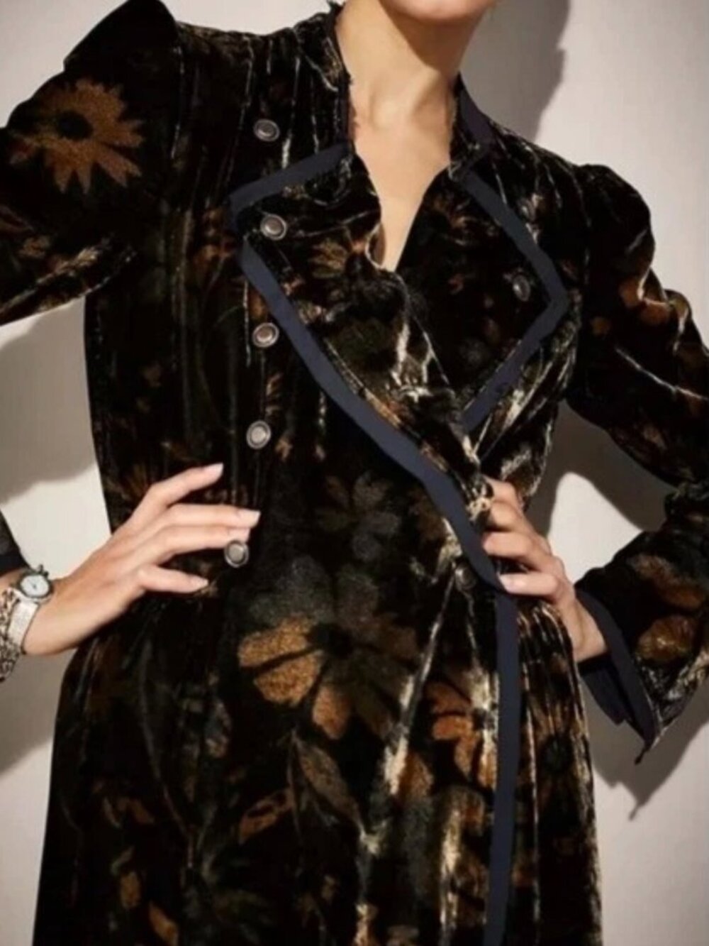 FREE PEOPLE - Hazel Velvet Puff Sleeve Duster Long Jacket Small NWOT
